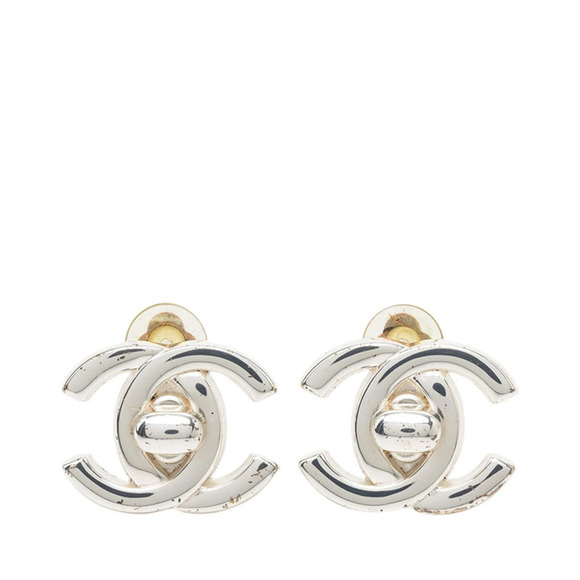 CHANEL Jewelry - CHANEL Vintage Silver Logo Earrings